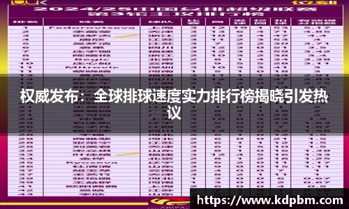 权威发布：全球排球速度实力排行榜揭晓引发热议